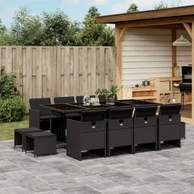 Garden dining set with 13-piece black synthetic rattan cushions by , Garden sets - Ref: Foro24-3277746, Price: 894,50 €, Disc...