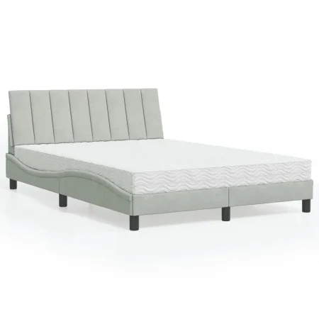 Cama con colchón terciopelo gris claro 140x190 cm de , Camas y somieres - Ref: Foro24-3208592, Precio: 390,38 €, Descuento: %
