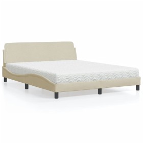 Cama con colchón de tela color crema 160x200 cm de , Camas y somieres - Ref: Foro24-3208429, Precio: 383,09 €, Descuento: %