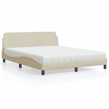 Cama con colchón de tela color crema 160x200 cm de , Camas y somieres - Ref: Foro24-3208429, Precio: 383,09 €, Descuento: %