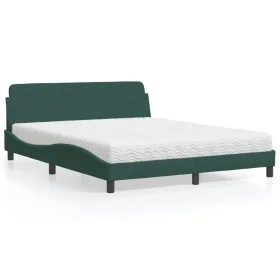 Cama con colchón terciopelo verde oscuro 160x200 cm de , Camas y somieres - Ref: Foro24-3208434, Precio: 330,97 €, Descuento: %
