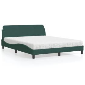 Cama con colchón terciopelo verde oscuro 160x200 cm de , Camas y somieres - Ref: Foro24-3208434, Precio: 349,75 €, Descuento: %