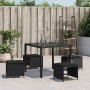 Taburetes de jardín con cojines 4 uds ratán PE negro 40x40x35cm de , Otomanas de exterior - Ref: Foro24-4007484, Precio: 85,5...