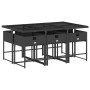 Set de comedor de jardín 7 pzas y cojines ratán sintético negro de , Conjuntos de jardín - Ref: Foro24-3278034, Precio: 391,6...