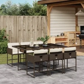 Set comedor de jardín 7 pzas con cojines ratán sintético marrón de , Conjuntos de jardín - Ref: Foro24-3278036, Precio: 526,7...