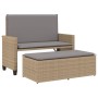Banco de jardín con cojines y reposapiés ratán sintético beige de , Bancos de jardín - Ref: Foro24-368410, Precio: 263,05 €, ...