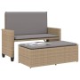 Banco de jardín con cojines y reposapiés ratán sintético beige de , Bancos de jardín - Ref: Foro24-368410, Precio: 263,05 €, ...