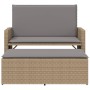 Banco de jardín con cojines y reposapiés ratán sintético beige de , Bancos de jardín - Ref: Foro24-368410, Precio: 263,05 €, ...