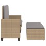 Banco de jardín con cojines y reposapiés ratán sintético beige de , Bancos de jardín - Ref: Foro24-368410, Precio: 263,05 €, ...