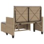Banco de jardín con cojines y reposapiés ratán sintético beige de , Bancos de jardín - Ref: Foro24-368410, Precio: 263,05 €, ...