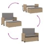 Banco de jardín con cojines y reposapiés ratán sintético beige de , Bancos de jardín - Ref: Foro24-368410, Precio: 263,05 €, ...
