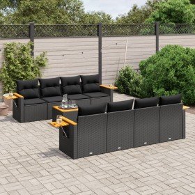 Set de sofás de jardín 8 piezas y cojines ratán sintético negro en Conjuntos de jardín | Comprar online en Foru.es