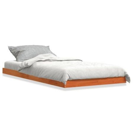 Estructura de cama madera maciza de pino marrón cera 90x200 cm de , Camas y somieres - Ref: Foro24-847153, Precio: 57,97 €, D...