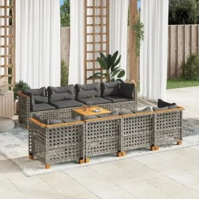 Set de muebles de jardín 9 pzas y cojines ratán sintético gris de , Conjuntos de jardín - Ref: Foro24-3261771, Precio: 750,71...