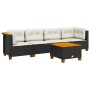 Set de muebles de jardín 5 pzas y cojines ratán sintético negro de , Conjuntos de jardín - Ref: Foro24-3261725, Precio: 354,3...