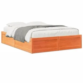 Estructura de cama madera maciza pino marrón cera 150x200 cm de , Camas y somieres - Ref: Foro24-3282374, Precio: 216,06 €, D...