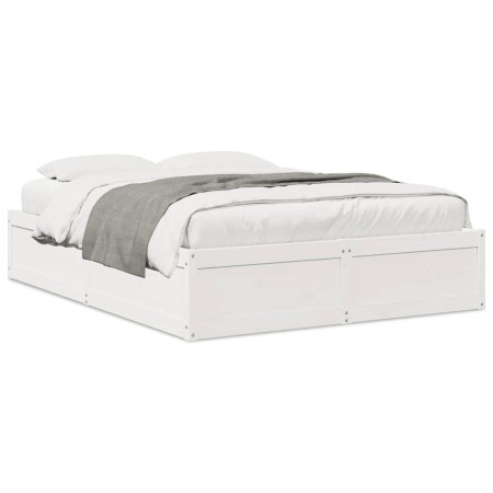 Estructura de cama madera maciza de pino blanco 140x200 cm de , Camas y somieres - Ref: Foro24-3282376, Precio: 213,63 €, Des...