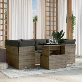 Set de sofás de jardín 7 pzas con cojines ratán sintético gris de , Conjuntos de jardín - Ref: Foro24-3266380, Precio: 461,06...