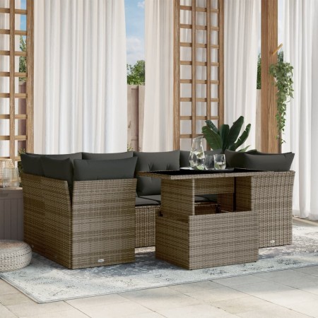 Set de sofás de jardín 7 pzas con cojines ratán sintético gris de , Conjuntos de jardín - Ref: Foro24-3266380, Precio: 455,87...