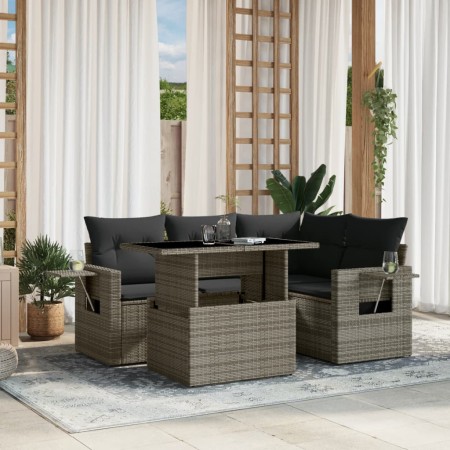 Juego de sofás jardín con cojines 5 pzas ratán sintético gris de , Conjuntos de jardín - Ref: Foro24-3267880, Precio: 373,88 ...