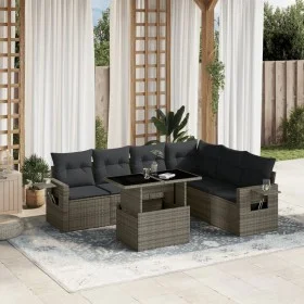 Set de sofás de jardín 7 pzas con cojines ratán sintético gris de , Conjuntos de jardín - Ref: Foro24-3267930, Precio: 462,47...