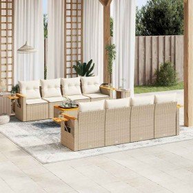 Set de sofás de jardín 9 pzas con cojines ratán sintético beige en Conjuntos de jardín | Comprar online en Foru.es