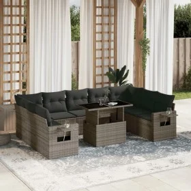 Set de sofás de jardín 10 pzas con cojines ratán sintético gris de , Conjuntos de jardín - Ref: Foro24-3268110, Precio: 632,6...