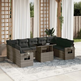 Set de sofás de jardín 10 pzas con cojines ratán sintético gris de , Conjuntos de jardín - Ref: Foro24-3268110, Precio: 645,0...