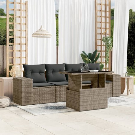Juego de sofás jardín con cojines 5 pzas ratán sintético gris de , Conjuntos de jardín - Ref: Foro24-3268990, Precio: 355,07 ...