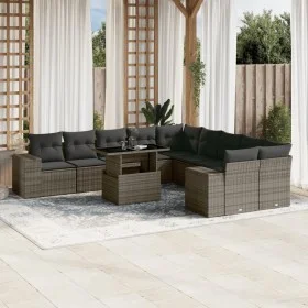 Set de sofás de jardín 11 pzas y cojines ratán sintético gris de , Conjuntos de jardín - Ref: Foro24-3269430, Precio: 711,08 ...
