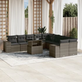 Set de sofás de jardín 11 pzas y cojines ratán sintético gris de , Conjuntos de jardín - Ref: Foro24-3269430, Precio: 710,02 ...