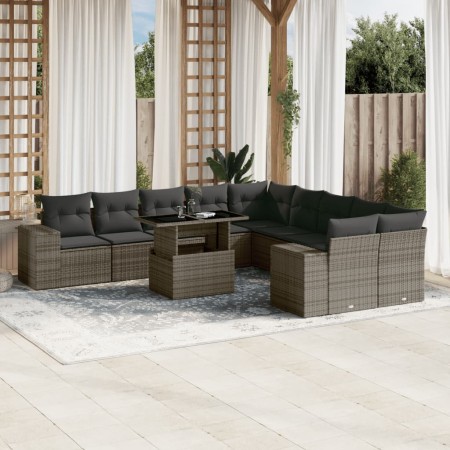 Set de sofás de jardín 11 pzas y cojines ratán sintético gris de , Conjuntos de jardín - Ref: Foro24-3269430, Precio: 710,02 ...