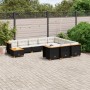Set de sofás de jardín 11 pzas y cojines ratán sintético negro de , Conjuntos de jardín - Ref: Foro24-3262055, Precio: 815,15...