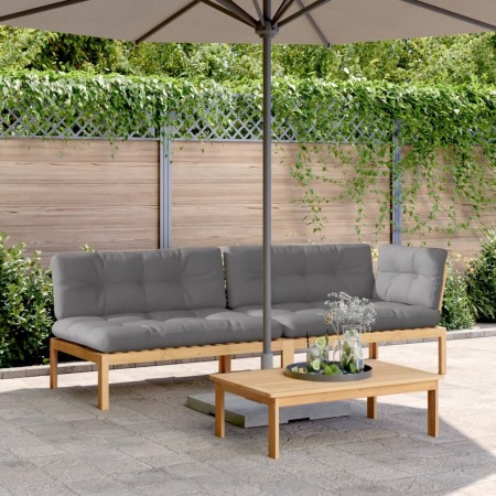 Set de sofás de palets de jardín y cojines 3 pzas madera acacia de , Sofás de exterior - Ref: Foro24-3209320, Precio: 453,86 ...