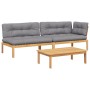 Set de sofás de palets de jardín y cojines 3 pzas madera acacia de , Sofás de exterior - Ref: Foro24-3209320, Precio: 453,86 ...