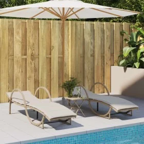 Liegestühle mit Kissen, 2 Stück, aus synthetischem Rattan in Beige. von , Liegen - Ref: Foro24-3277310, Preis: 315,34 €, Raba...
