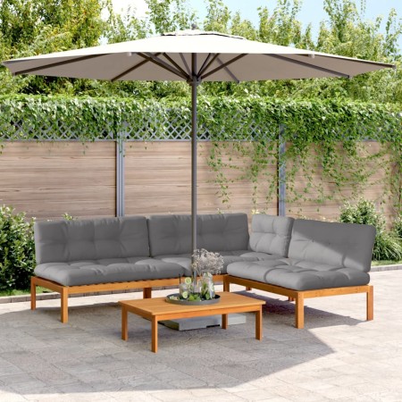Set de sofás de palets de jardín y cojines 4 pzas madera acacia de , Sofás de exterior - Ref: Foro24-3209458, Precio: 667,97 ...