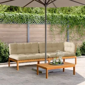 Garten-Palettensofa-Set mit 3-teiligen Kissen aus Akazienholz. von , Outdoor-Sofas - Ref: Foro24-3209447, Preis: 464,07 €, Ra...