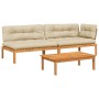 Set de sofás de palets de jardín y cojines 3 pzas madera acacia de , Sofás de exterior - Ref: Foro24-3209447, Precio: 475,91 ...
