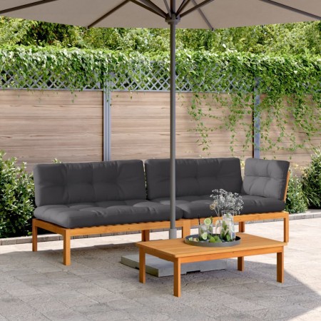 Set de sofás de palets de jardín y cojines 3 pzas madera acacia de , Sofás de exterior - Ref: Foro24-3209445, Precio: 515,47 ...
