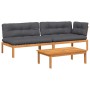 Set de sofás de palets de jardín y cojines 3 pzas madera acacia de , Sofás de exterior - Ref: Foro24-3209445, Precio: 515,47 ...