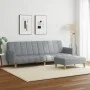 Sofá cama de 2 plazas con taburete tela gris claro de , Sofás - Ref: Foro24-3258088, Precio: 333,88 €, Descuento: %