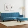 Sofá cama de 2 plazas con taburete terciopelo azul de , Sofás - Ref: Foro24-3258097, Precio: 330,78 €, Descuento: %