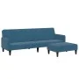 Sofá cama de 2 plazas con taburete terciopelo azul de , Sofás - Ref: Foro24-3258097, Precio: 330,78 €, Descuento: %