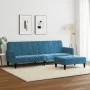 Sofá cama de 2 plazas con taburete terciopelo azul de , Sofás - Ref: Foro24-3258097, Precio: 330,78 €, Descuento: %