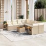 Set de sofás de jardín 9 pzas con cojines ratán sintético beige en Conjuntos de jardín | Comprar online en Foru.es