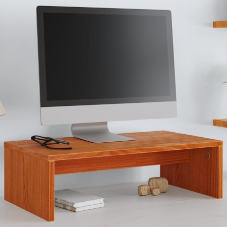 Soporte de monitor madera maciza pino marrón cera 50x27x15 cm de , Muebles TV - Ref: Foro24-847164, Precio: 21,44 €, Descuent...