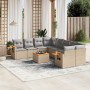 Set de sofás de jardín 9 pzas con cojines ratán sintético beige en Conjuntos de jardín | Comprar online en Foru.es