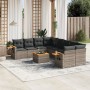 Set de muebles de jardín 9 pzas y cojines ratán sintético gris en Conjuntos de jardín | Comprar online en Foru.es