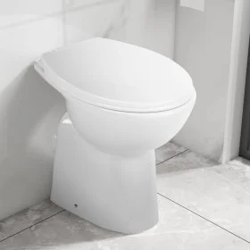 Inodoro sin bordes cierre suave 7 cm alto cerámica blanca de vidaXL, Baños - Ref: Foro24-145779, Precio: 164,63 €, Descuento: %